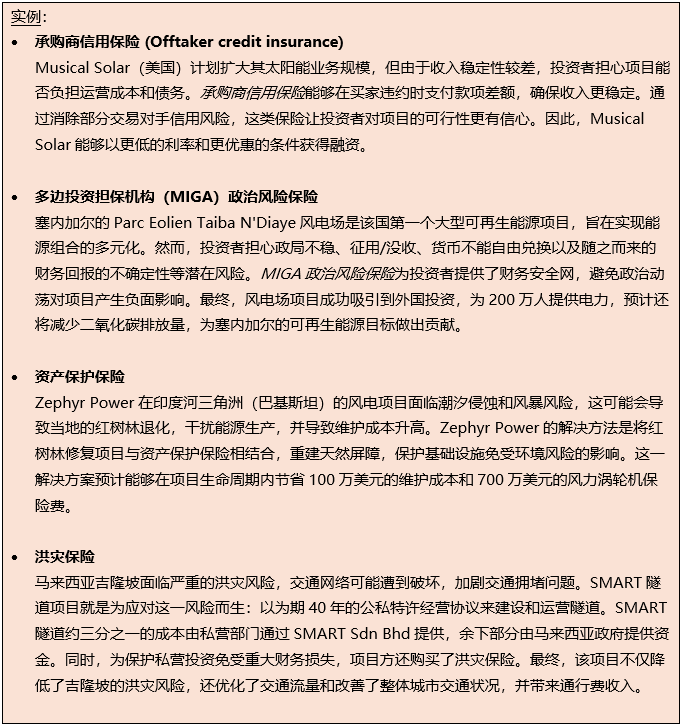 图2：保险解决方案示例（按项目阶段和效用划分）